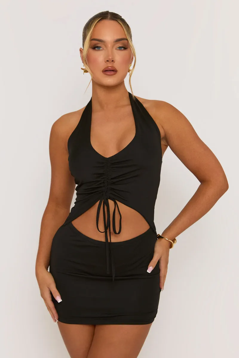 Black Cut Out Ruched Mini Dress - Anya sold by Rebellious Fashion product image thumbnail 2