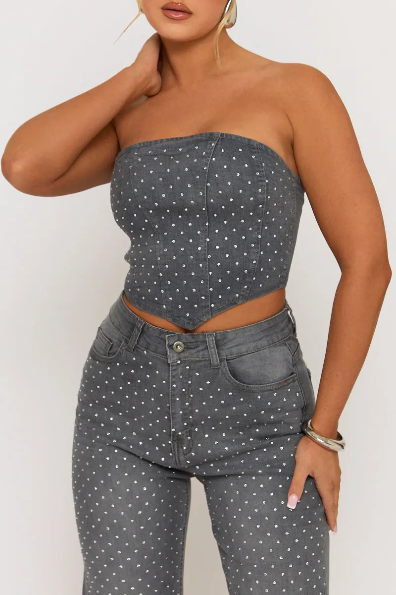 Grey Embellished Denim Jeans - Gabriela sold by Rebellious Fashion product image thumbnail 3