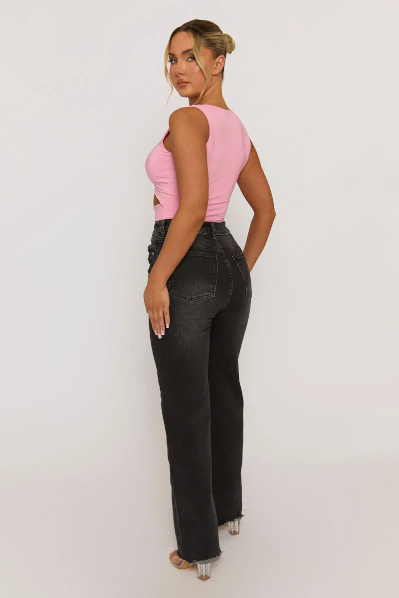 Pink Twist Front Cut Out Crop Top - Joyce sold by Rebellious Fashion product image thumbnail 5
