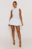 White High Neck Puffball Mini Dress - Carmelita sold by Rebellious Fashion