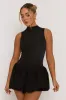 Black High Neck Puffball Mini Dress - Carmelita sold by Rebellious Fashion