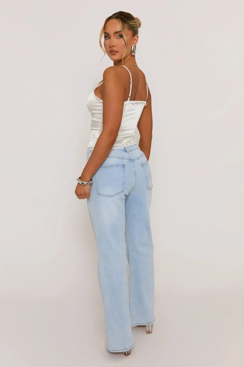 Ivory Satin Lace Trim Button Down Cami - Sanya sold by Rebellious Fashion product image thumbnail 5