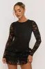 Black Ruffle Lace Mini Dress - Brilliana sold by Rebellious Fashion