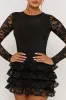 Black Ruffle Lace Mini Dress - Brilliana sold by Rebellious Fashion