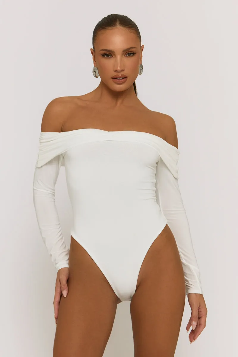 Ivory Twist Bardot Bodysuit - Luiza sold by Rebellious Fashion product image thumbnail 4