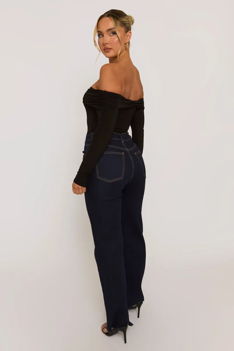 Black Twist Bardot Bodysuit - Luiza sold by Rebellious Fashion product image thumbnail 2