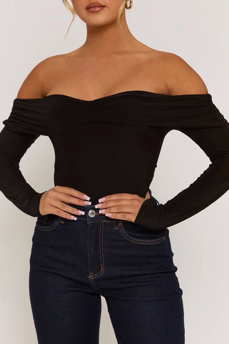 Black Twist Bardot Bodysuit - Luiza sold by Rebellious Fashion product image thumbnail 5