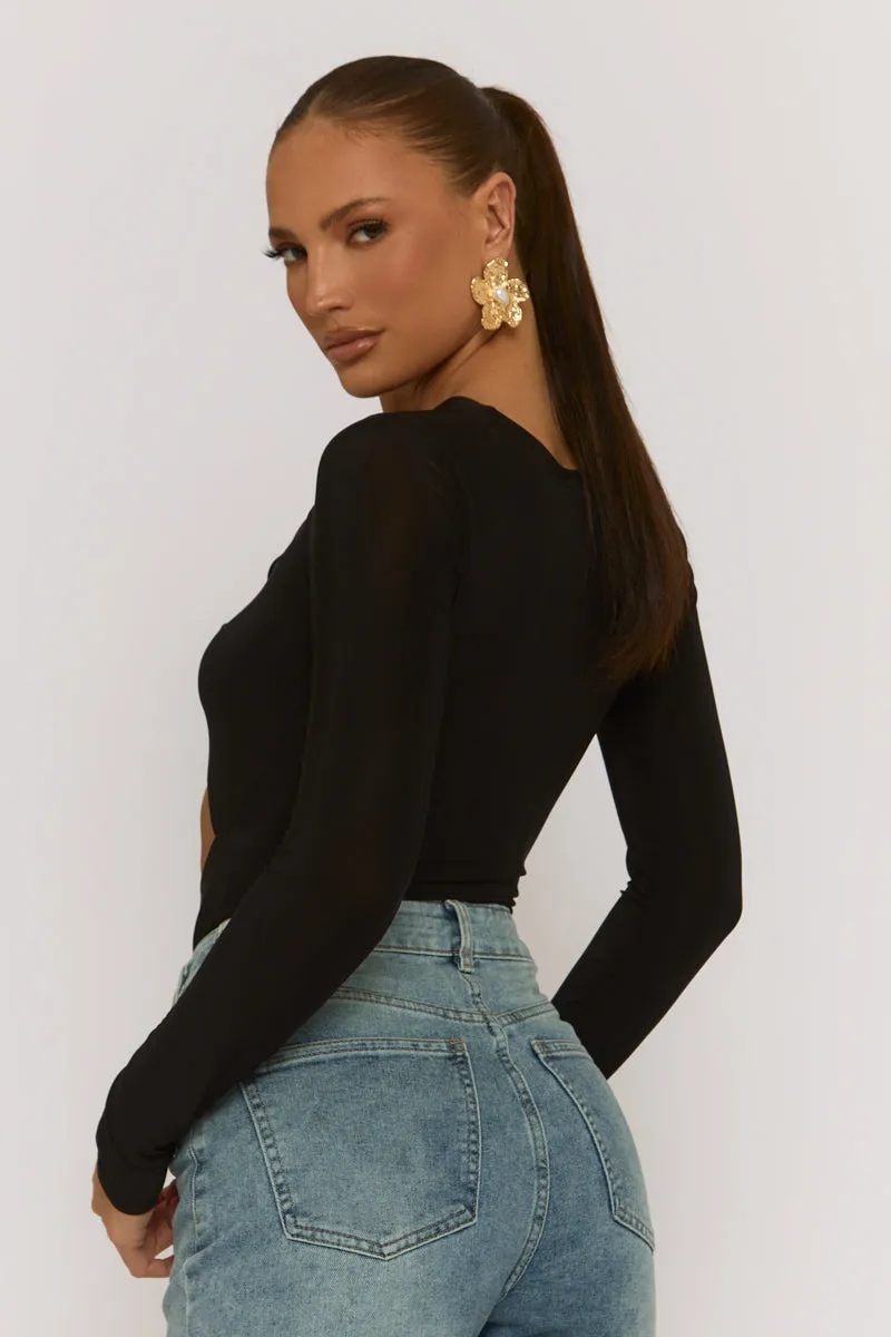 Black Cut Out Twist Front Bodysuit - Raisa sold by Rebellious Fashion product image thumbnail 3