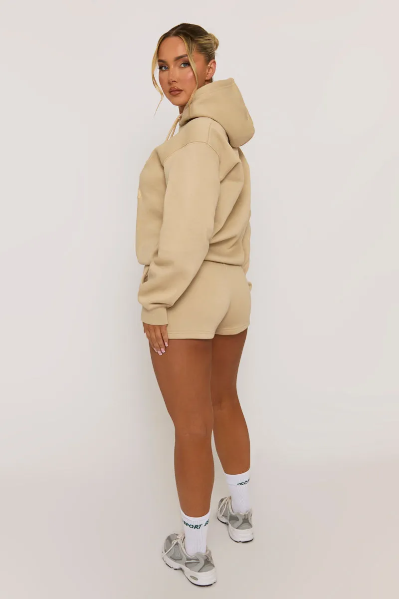 Beige Marl Swirl Motif Hoodie & Shorts Loungewear Co-ord Set - Dimity sold by Rebellious Fashion product image thumbnail 5