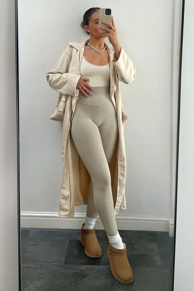 Cream Suede Relaxed Tie Waist Trench Coat - Rora sold by Rebellious Fashion