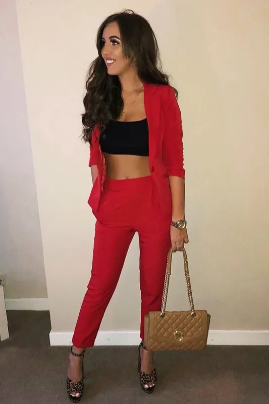 Red Blazer and Trousers Co-Ord - Rossie sold by Rebellious Fashion