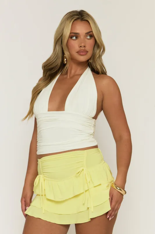 Butter Yellow Ruffle Mini Skirt - Elvira sold by Rebellious Fashion