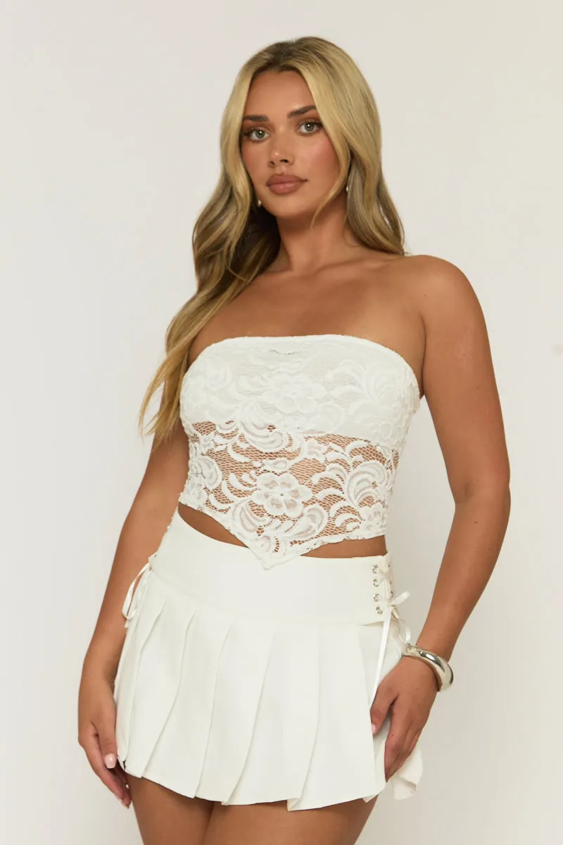 White Lace Bandeau Top - Jeanie sold by Rebellious Fashion