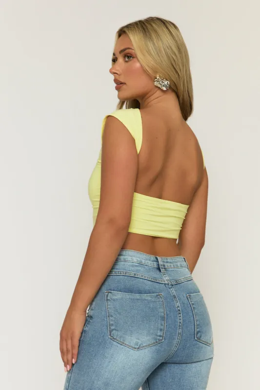 Yellow Open Back Crop Top - Iona sold by Rebellious Fashion