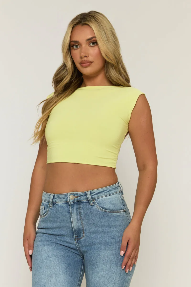 Yellow Open Back Crop Top - Iona sold by Rebellious Fashion product image thumbnail 2