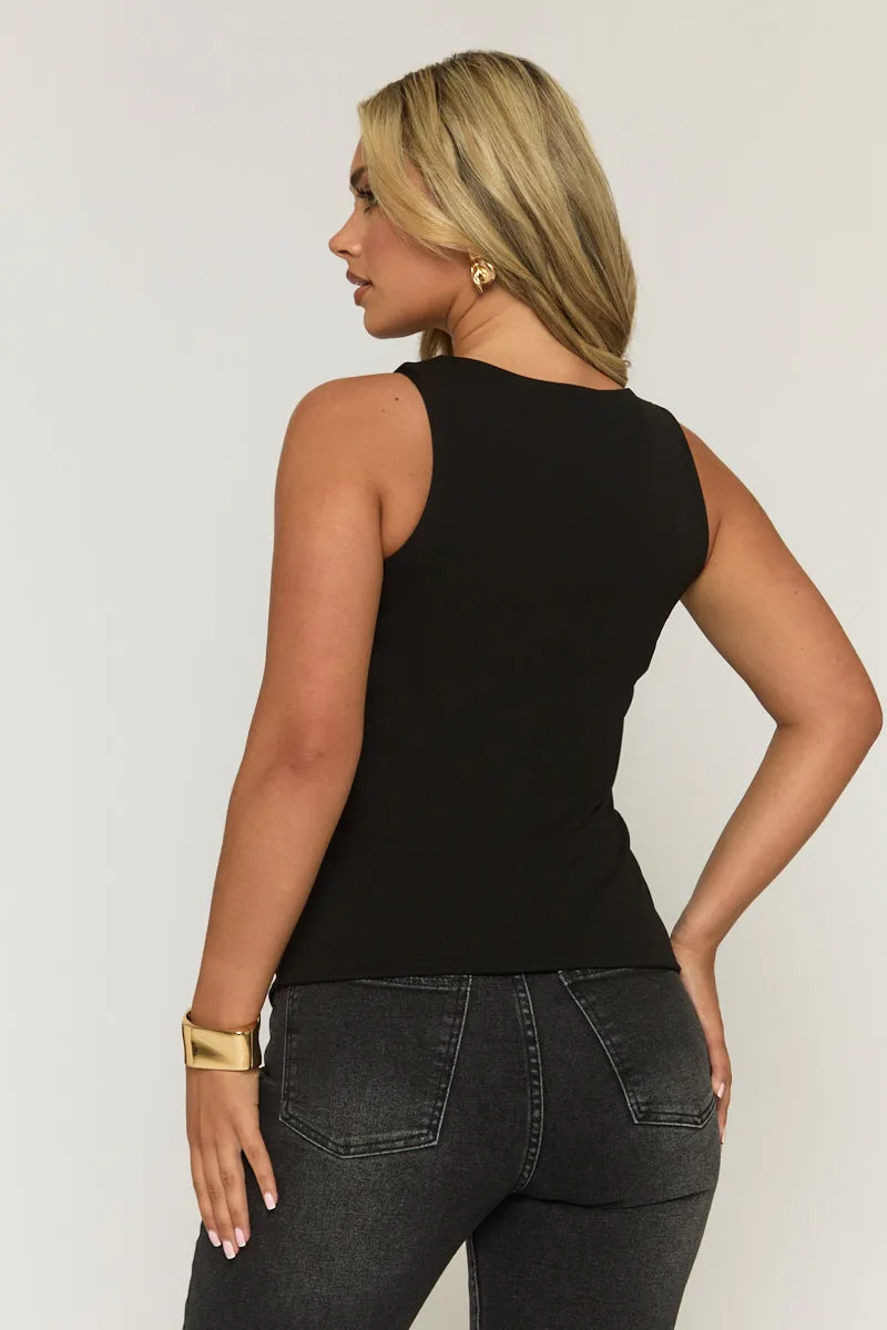 Black Gold Button Detail Longline Waistcoat - Isidora sold by Rebellious Fashion product image thumbnail 5