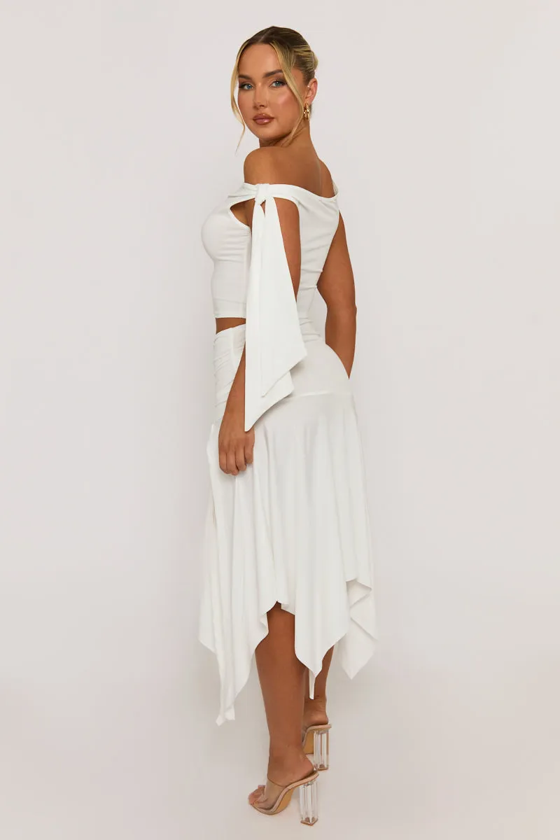 White Tie Shoulder Hanky Hem Skirt Co-ord Set - Alla sold by Rebellious Fashion product image thumbnail 5
