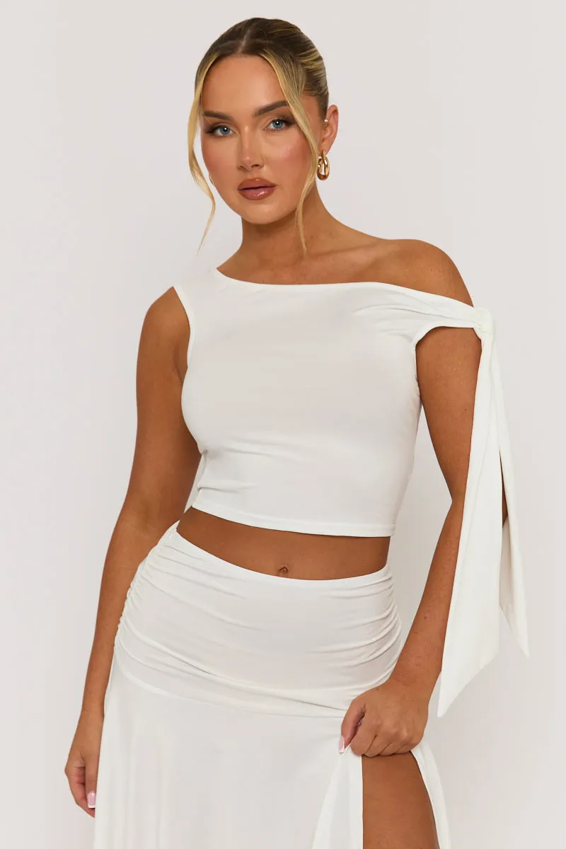 White Tie Shoulder Hanky Hem Skirt Co-ord Set - Alla sold by Rebellious Fashion product image thumbnail 2