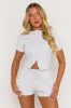 Grey Marl Rib Button Front Top and Short Co-ord Set - Dua sold by Rebellious Fashion