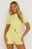 Yellow Rib Button Front Top and Short Co-ord Set - Dua sold by Rebellious Fashion