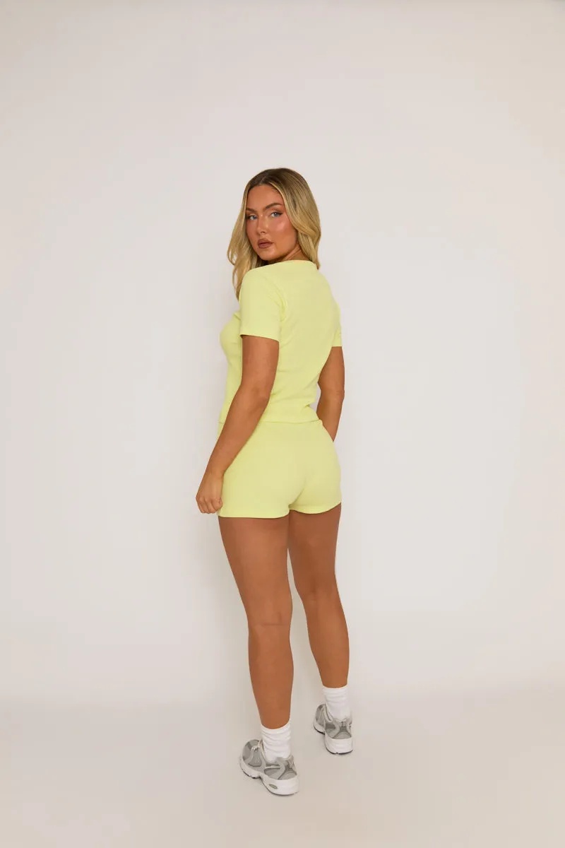 Yellow Rib Button Front Top and Short Co-ord Set - Dua sold by Rebellious Fashion product image thumbnail 5