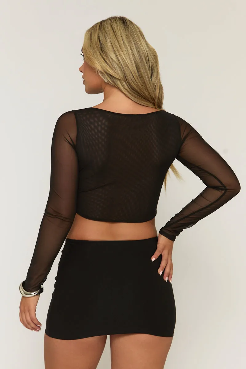 Black Semi Sheer Mesh Top - Rosaleen sold by Rebellious Fashion product image thumbnail 4