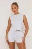 Grey Sleeveless Button Front Rib Top and Short Co-ord Set - Zita sold by Rebellious Fashion