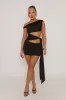 Black Off Shoulder Tie Side Mini Dress - Teresa sold by Rebellious Fashion