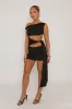 Black Off Shoulder Tie Side Mini Dress - Teresa sold by Rebellious Fashion