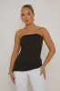 Black Side Split Asymmetric Bandeau Top - Enrica sold by Rebellious Fashion