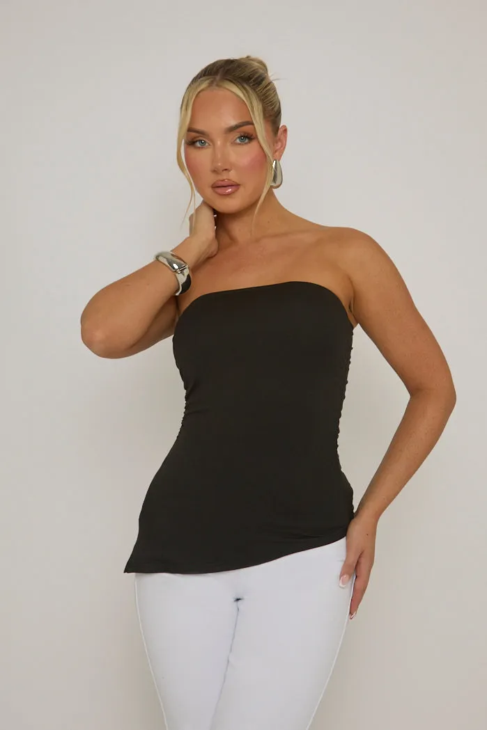 Black Side Split Asymmetric Bandeau Top - Enrica sold by Rebellious Fashion product image thumbnail 3