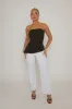 Black Side Split Asymmetric Bandeau Top - Enrica sold by Rebellious Fashion