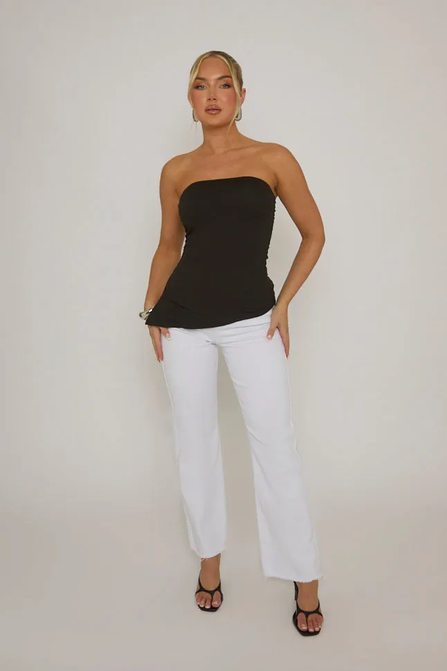 Black Side Split Asymmetric Bandeau Top - Enrica sold by Rebellious Fashion product image thumbnail 2