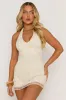 Cream Lace Halter Dress Mini Dress - Costanza sold by Rebellious Fashion