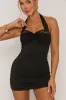 Black Lace Cup Halterneck Mini Dress - Giorgia sold by Rebellious Fashion