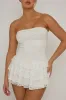White Lace Bandeau Ruffle Mini Dress - Barbarella sold by Rebellious Fashion
