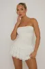 White Lace Bandeau Ruffle Mini Dress - Barbarella sold by Rebellious Fashion
