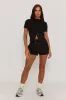 Black Rib Button Front Top and Short Co-ord Set - Dua sold by Rebellious Fashion