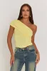 Butter Yellow One Shoulder Jersey Top - Cadie sold by Rebellious Fashion