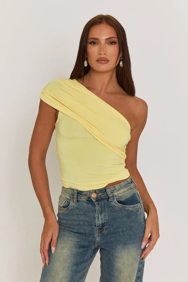 Butter Yellow One Shoulder Jersey Top - Cadie sold by Rebellious Fashion product image thumbnail 4