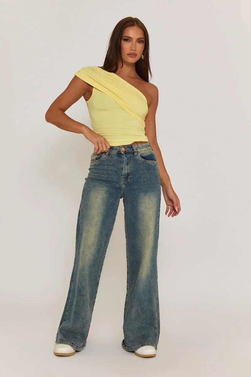 Butter Yellow One Shoulder Jersey Top - Cadie sold by Rebellious Fashion product image thumbnail 5