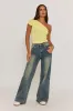 Butter Yellow One Shoulder Jersey Top - Cadie sold by Rebellious Fashion