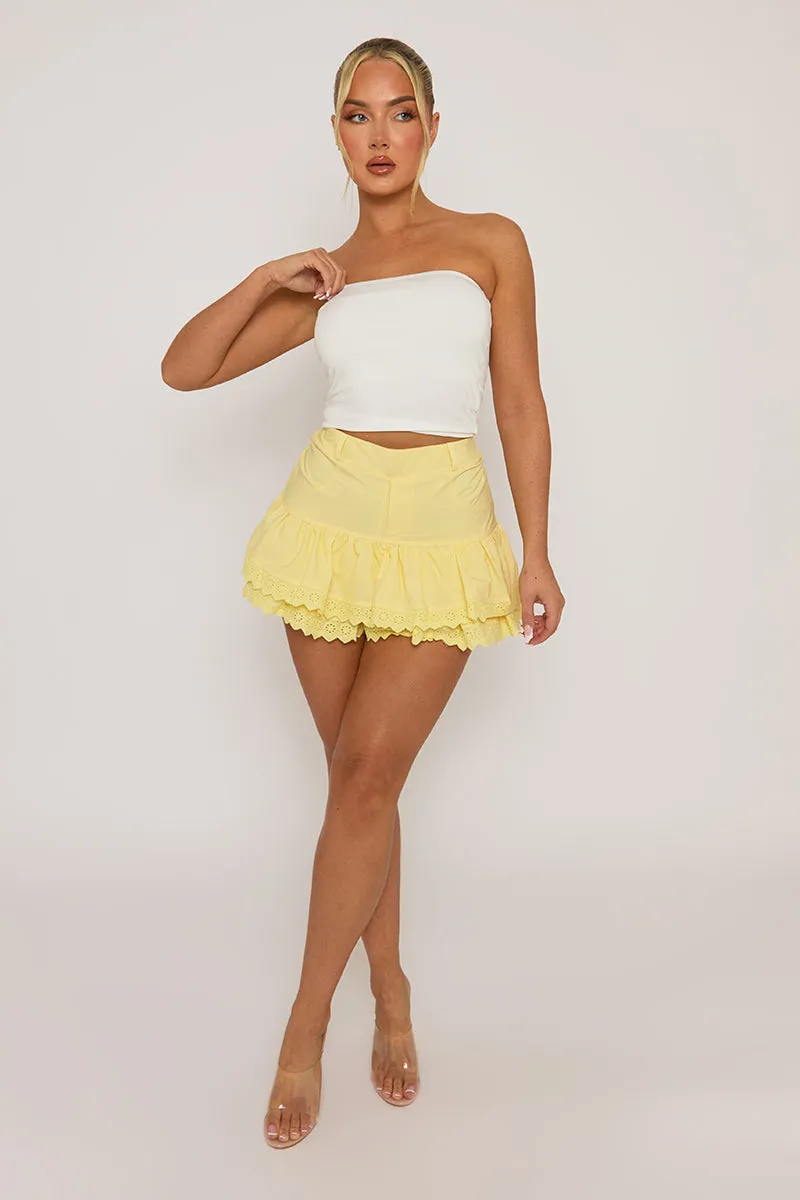 Butter Yellow Ruffle Broderie Skort - Seira sold by Rebellious Fashion product image thumbnail 4