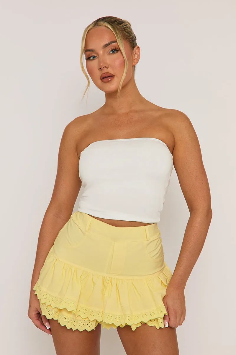 Butter Yellow Ruffle Broderie Skort - Seira sold by Rebellious Fashion product image thumbnail 2