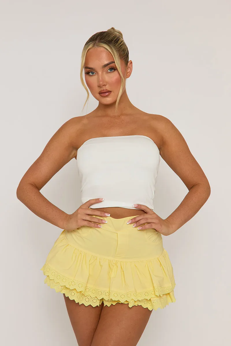 Butter Yellow Ruffle Broderie Skort - Seira sold by Rebellious Fashion product image thumbnail 5