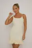 Butter Yellow Textured Puffball Hem Mini Dress - Nemy sold by Rebellious Fashion