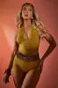 Green Halter Neck Plunge Tie Back Playsuit - Florine sold by Rebellious Fashion