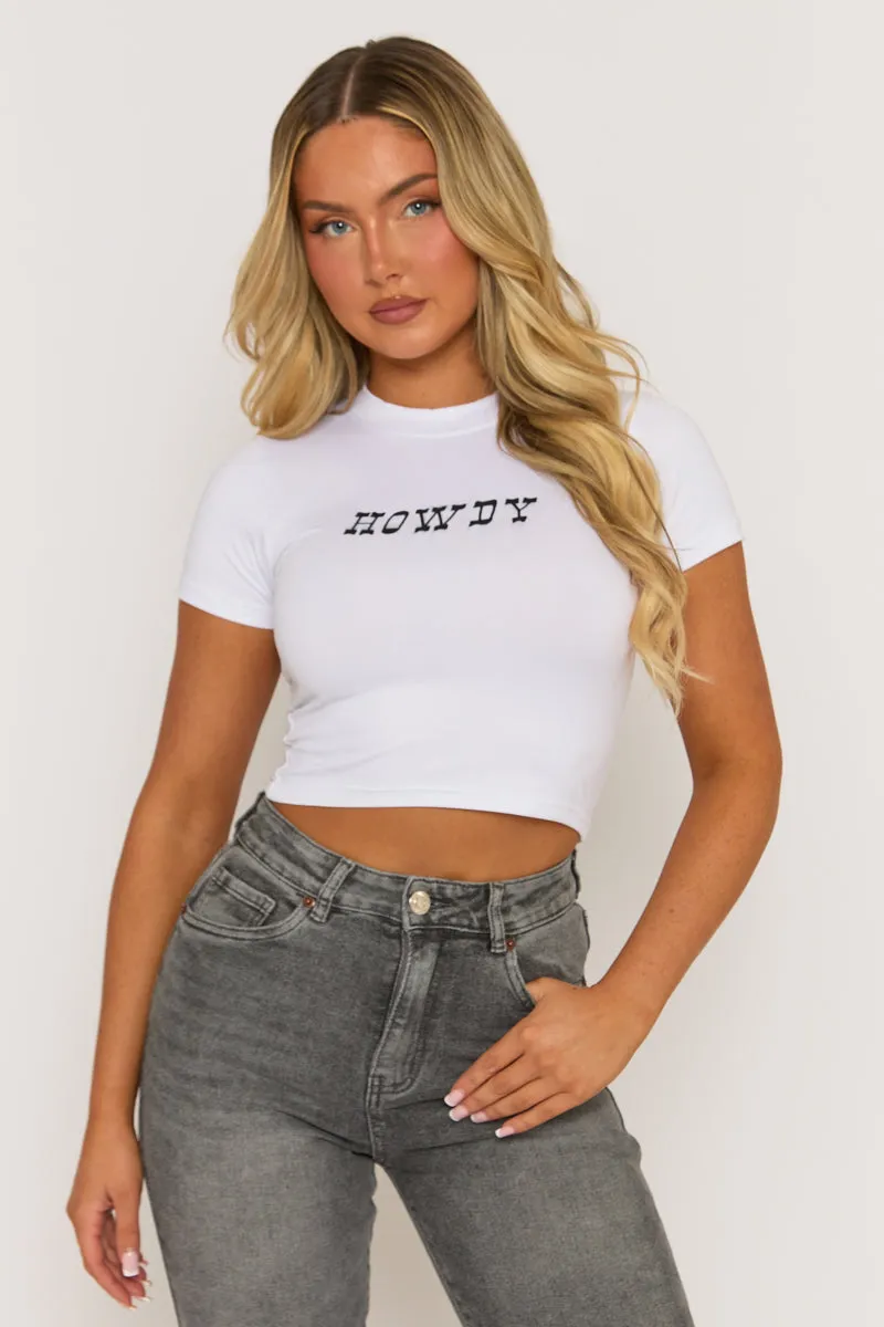 White Howdy Western Tshirt - Pina sold by Rebellious Fashion product image thumbnail 5