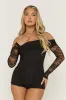 Black Lace Bardot Playsuit - Irena sold by Rebellious Fashion