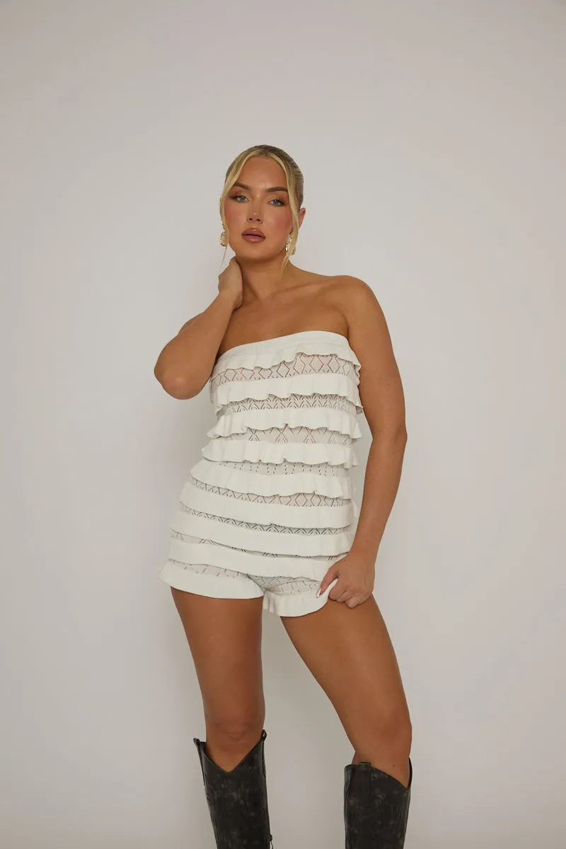 Cream Pointelle Knitted Frill Romper - Signy sold by Rebellious Fashion product image thumbnail 5